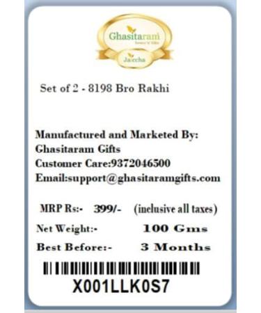Ghasitaram Gifts Rakhis Online - Kids Rakhi - Set of 2-8198 Bro Rakhi - Buy Online on GoSupps.com