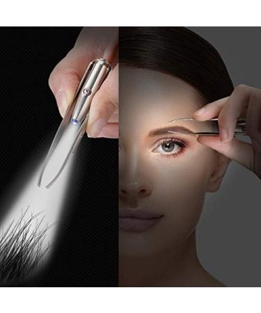 Eyebrow Hair Removal LED Eyebrow Tweezer Portable Stainless Steel Eyebrow Clip with Light Makeup Tools - Buy Online on GoSupps.com