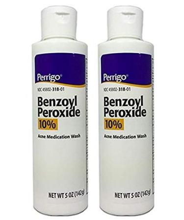 Perrigo 10% Benzoyl Peroxide Acne Medication Face Wash, 5 Oz, 2 Count 5 Ounce