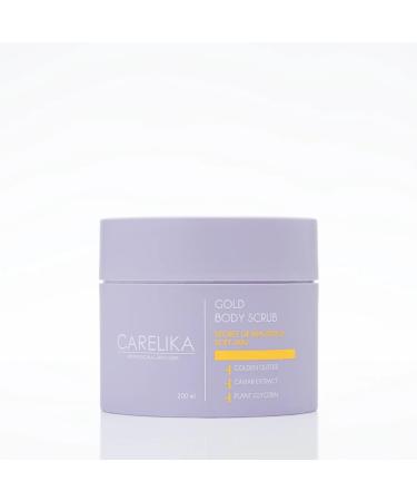 CARELIKA Gold Body Scrub with Caviar Extract Exfoliating Skin Care with Shimmer Effect Deeply Nourishing & Radiance-Boosting Formula 200ml