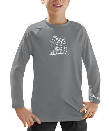 BesserBay Kids UPF 50+ UV Shirt Sun Protection Long Sleeve Rashguard 110-150 Grey 140