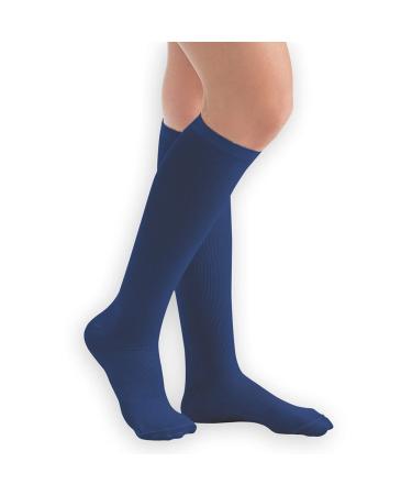 Collections Etc Men's Compression Trouser Socks Pair Firm 20-30 mmHg Navy Medium - Made in The USA Medium Navy
