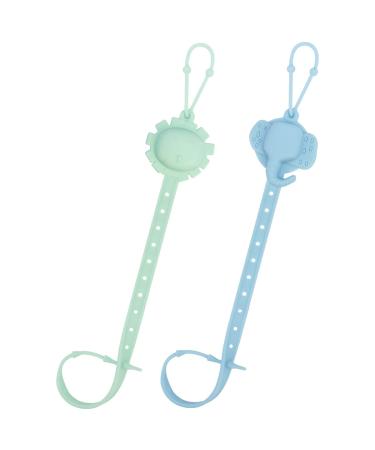 Beboan baby toys pacifier chain silicone cup catcher 2 piece of pacifier band Nuckel chain for young girls drinking cups Beißring Halter straps for strollers bite toys bpa-free green blue