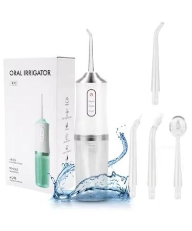 4 in 1 Water Flosser for Teeth Cordless Water Flossers Oral Irrigator with DIY Mode 4 Jet Tips Tooth Flosser Portable. White