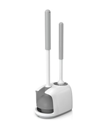 MIBIO Toilet Plunger and Brush, Bowl Brush and Plunger Combo with Holder for Bathroom Cleaning, 2-in-1 Heavy Duty Plunger Set with Powerful Pump & Unique Water Storage Design(White, 1 Set) - Buy Online on GoSupps.com