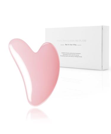 Guasha Board Gua Sha stones facial Jade Heart -shaped scratch massager for face eyes beauty and relaxation of the body muscles (pink)
