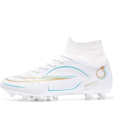 Mens Soccer Cleats Football Boots - Professional Training Turf Shoes for Indoor & Outdoor Sports - White, Size 10 - Buy Online on GoSupps.com