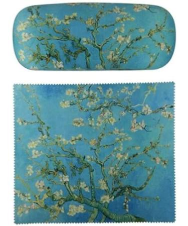 Vincent Van Gogh Almond Blossom Oil Painting Art Premium Quality Eyeglass Case and Matching Microfiber Eyeglass Cleaning Cloth