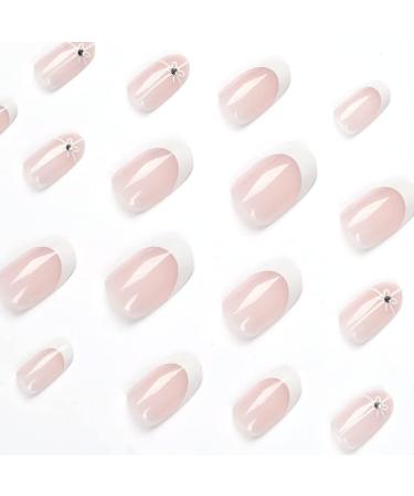 Buy Luvadeyo 24 Pcs Pressed False Nails - Pink & White Medium Long Glue-On Nails for Women & Girls - International Shipping Available - Buy Online on GoSupps.com