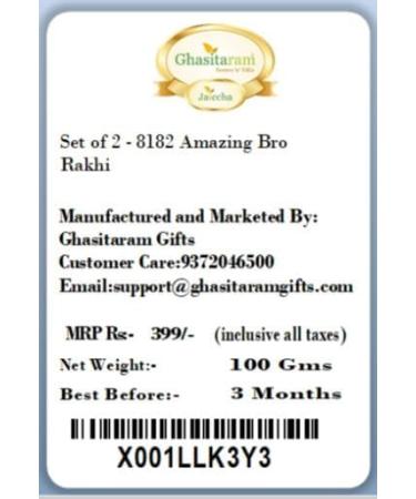 Ghasitaram Gifts Rakhis Online - Kids Rakhi - Set of 2-8182 Amazing Bro Rakhi - Buy Online on GoSupps.com
