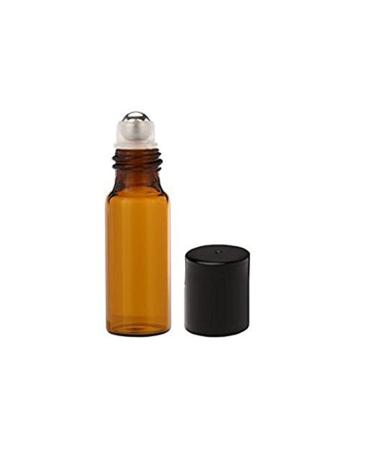 12Pcs 5ml Amber Glass Roll-on Bottles with Stainless Steel Rollers and Black Caps - Perfect for Essential Oils, Perfumes, Lip Balms - Buy Online on GoSupps.com