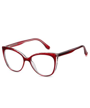 Anti Eyestrain Eyewear Computer Readers Blue Light Blocking Reading Glasses Cat-Eye Vintage Flat Light Mirror +300 Red