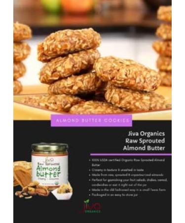 Jiva Organics Creamy Raw Sprouted Almond Butter - Unsalted 8 oz | Organic Nut Butter - Buy Online on GoSupps.com