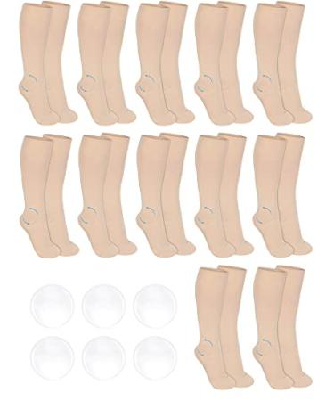 12 Pairs Figure Skating Socks Ice Skate Socks for Girls with 6 PCS Ankle Gel Discs High Tights for Ice Skating Dance Women Girl Ankle Bone Protection