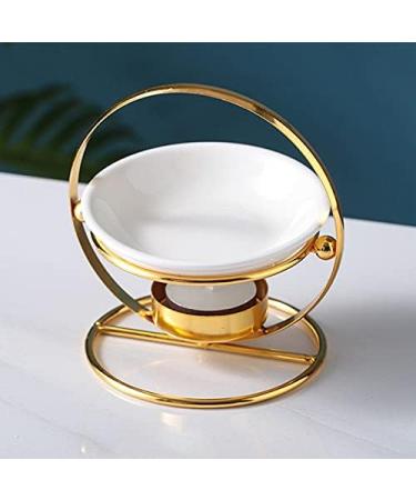 Ikaar Ceramic Flower Pattern Tealight Fragrance Lamp - Aroma Diffuser & Essential Oil Holder in Gold | International Shipping Available - Buy Online on GoSupps.com