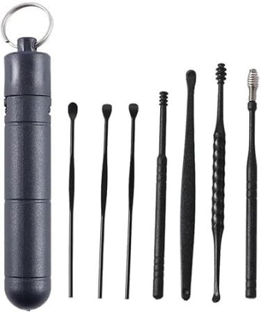 1Set Black Reusable Massage Spiral Earpick Dual-End Wax Remover Ear Care Tools Ear Wax Removal Tool Ear Canal Cleaner Spoon Attractive Processing Ear Care(7.5cm-9.1cm)