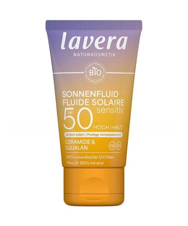 Laverana Co KG lavera Sunlotion Sensitiv SPF 50 Sun cream for face and d collet without chemical UV filter for sensitive skin vegan natural cosmetics 40 ml