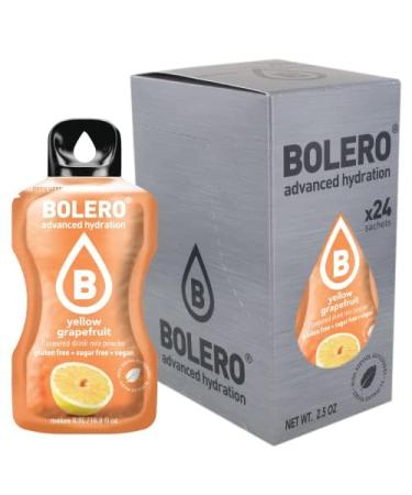 Bolero YELLOW GRAPEFRUIT 24x3g | Sugar-free juice powder, sweetened with stevia + vitamin C | for children and athletes | gluten-free, vegan | yellow grapefruit flavor