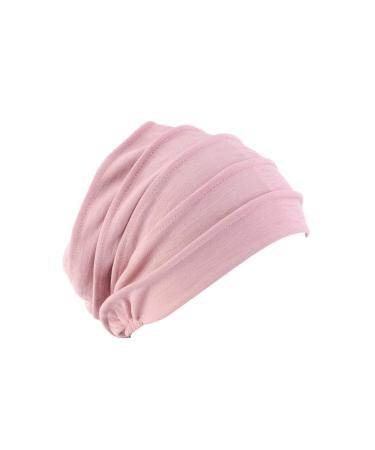 Cotton Chemo Head Scarf Turban Hat Sleep Cap Headwear Ethnic Wrap Cap Compatible Women with Chemo Cancer Hair Loss Skin Pink