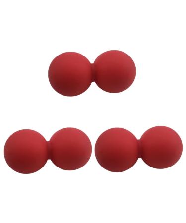 Solustrie 3st peanut double massage relaxation ball self-massage silicone gag massage ball foot sole yoga ball full body massage balls peanuts red whole body fitness roll