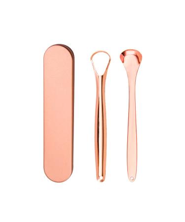 Bonmall Stainless Steel Tongue Scraper (2-Pack) with Carry Case | Tongue Scraping Brush for Fresh Breath | Oral Hygiene Care | Rose Golden - Buy Online on GoSupps.com