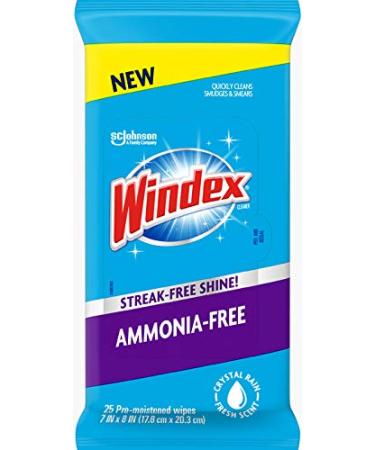 Windex Ammonia-Free Premoistened Glass Wipes, Crystal Rain Fresh Scent, 25 Count - Buy Online on GoSupps.com