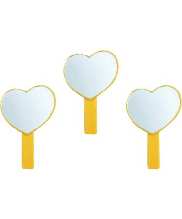 Minkissy Cosmetic Mirror Handheld Heart Shaped Cosmetic Mirror Portable Travel Mirror for Women 3 Pieces (Pink) - Buy Online on GoSupps.com