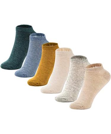 MAGIARTE Womens Ankle Socks Soft Pure Cotton Low Cut Athletic Casual Mutil Color No Show Socks for Women 3/6/12 Pack Ankle Socks Color #00 (6-pair) 6-9
