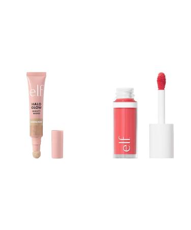 e.l.f. Halo Glow Highlight Beauty Wand Liquid Highlighter Wand For Luminous Glowing Skin & Camo Liquid Blush Long-Lasting Liquid Blush For High-Pigment Colour Creates A Soft Champagne Campaign Compact+ Liquid Blush