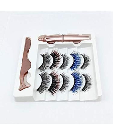 Spactz 5 Pairs of Mixed Style Color Magnetic Eyelashes Waterproof Eyeliner Tweezers Set Thick Magnetic Eyelashes - Buy Online on GoSupps.com
