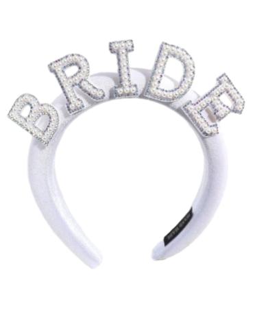 Bride Headband for Bridal Shower Bachelorettes Party Artificial Pearl Hairhoop Elegant Headband CarnivalParty Headpiece Velvet style