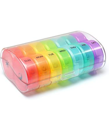 Weekly AM/PM Pill Box - Daily Organizer for Fish Oil Vitamins & Supplements | BPA-Free Dust-Proof | Colorful Rainbow Design - Buy Online on GoSupps.com