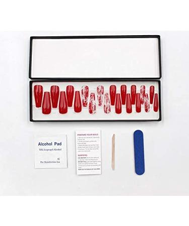 ALLKEM Burnt Red Ballerina Nails - Extra Long Coffin Press-On Acrylic Nails | 20 pcs, 10 Sizes - Buy Online on GoSupps.com