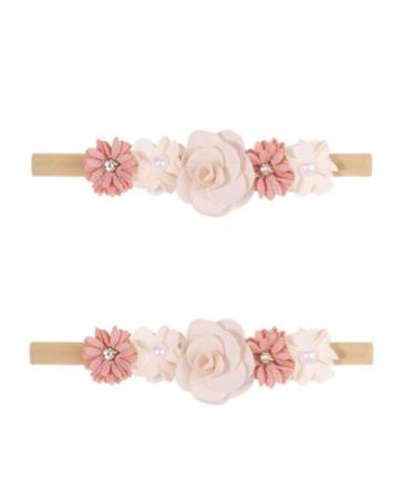 2pcsBaby Girls Nylon Headbands Flower Elastic Hair Band Bows Hair Accessories for Newborn Toddlers