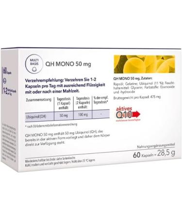 Buy Medicom Bioactive Coenzyme Q10 Capsules QH Mono 50mg for Energy & Cell Protection | Ubiquinol Kaneka QH - 60 Soft Gel Capsules - International Shipping Available - Buy Online on GoSupps.com