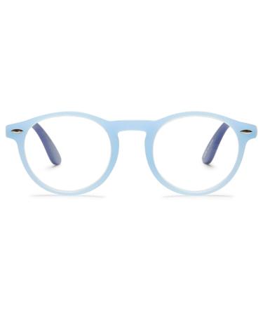 Koosufa reading glasses men women retro round nerd glasses reading aid Feder hinges full -rim glasses anti -fatigue glasses with strength 0.0 1.0 1.5 2.5 3.0 3.5 blue 1.0 x
