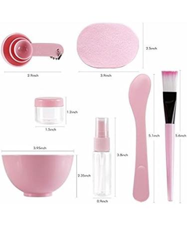 Facial Care Mask Mixing Tool Sets Bowl Stick Brush Gauge Cleaning Mat 9 in 1 Set Pink - Buy Online on GoSupps.com
