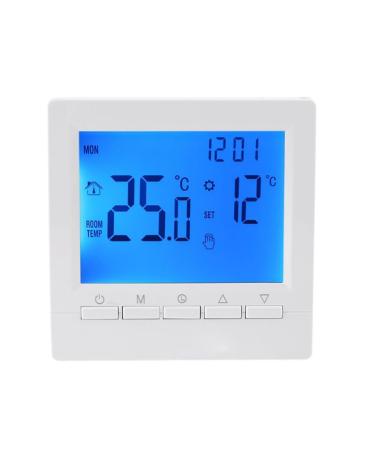 MOMOJIA Thermometer Programmable Thermostat with White/Blue Backlit Electric Heating Warm Floor Temperature Controller for Water/Gas Boiler Blue Backlight