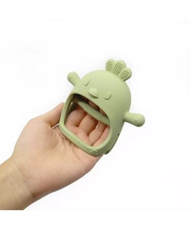 MOMMYS BABY Silicone Teether Set for Infants | Chew Mitten Pain Relief | Olive Green Chick & Dusty Blue Triceratops | Soothing 2 in 1 Teething Toy | Anti-Drop Handle for Easy Grip - Buy Online on GoSupps.com