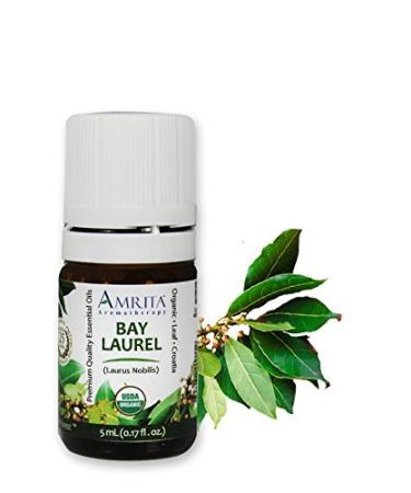 Amrita Aromatherapy Organic Bay Laurel Essential Oil 100% Pure Undiluted Laurus Nobilis Therapeutic Grade Premium Quality Aromatherapy oil Tested & Verified 5ML