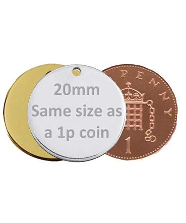 JK Personalised Round/Bone Engraved Dog ID Name Tag Small/Large Pet/Cat Tags (20mm Silver/Nickel) 20mm Silver / Nickel - Buy Online on GoSupps.com