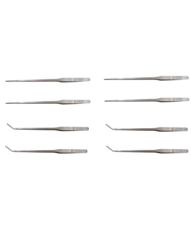 Hatem 8 stainless steel clamps include 4 straight tweezers (approx. 27 cm) and 4 curved tweezers (approx. 26.5 cm)