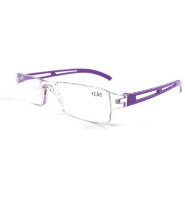 Kokobin frameworkless reading glasses visual aid with blue light filler anti blue light reading aid for women and men (purple +2.5) purple +2.5 dioptries