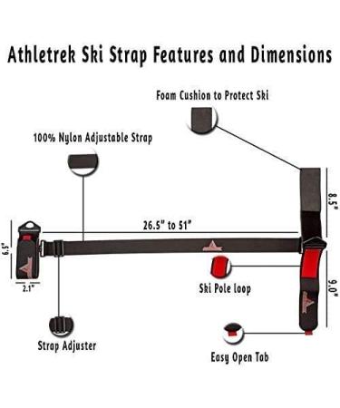 Athletrek Ski and Pole Carrier Strap 2 Pack - Protect Skis with Cushioned Hook and Loop - Bonus Ski Boot Carrier Included - Buy Online on GoSupps.com