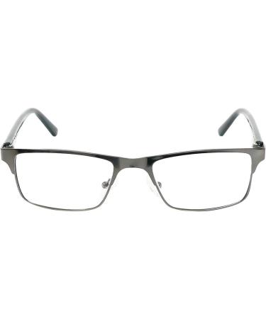 Mini Rectangular Metal Reading Glasses - Stainless Steel Frame Square Design Graphite - 1.5 Diopter Reading Aid for Men & Women - Buy Online on GoSupps.com