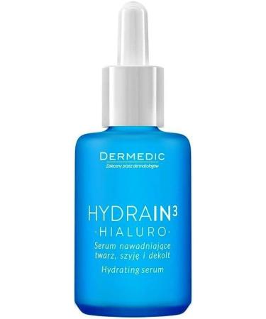 PREMIUM Hyaluronic Acid Anti Ageing and Anti Wrinkle Serum For Face Neck and Decolletage - Clinical Strength (15% HA) For day and night use. Ideal as make-up base. Hypoallergenic with Thermal Water. Dermedic Hydrain3 Hialuro - Buy Online on GoSupps.com