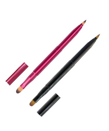 2 Pcs Dual End Lipstick Brushes Portable Retractable Lip Brushes Travel Eye Shadow Brushes with Cap for Lips Eyes and Makeup Application