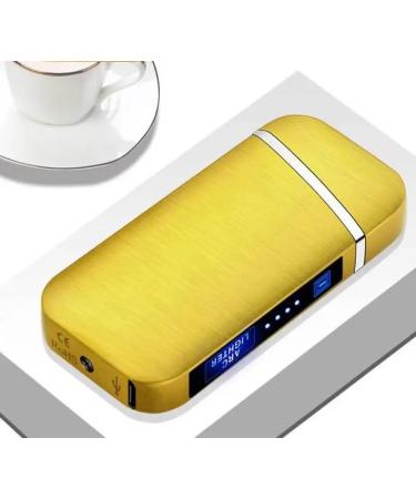 Serenib Electric Dual Arc Plasma Lighter 1 Pack Rechargeble Upgraded with Battery Indicator and Gift Box Windproof Flameless Electric Candle Lighters Camping Hiking Gifts for Men - Gold