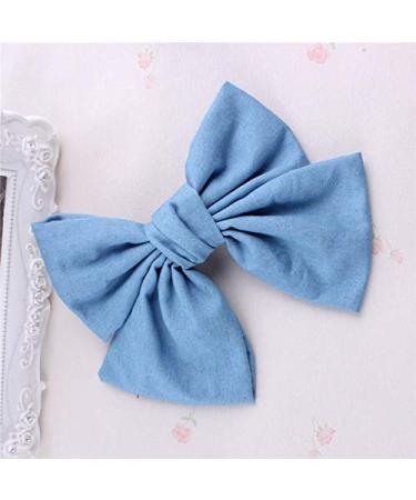 Blue Denim Bow Hair Clip Pin for Girls - Large Bows Hairpin BW01 (Light Blue) - Buy Online on GoSupps.com