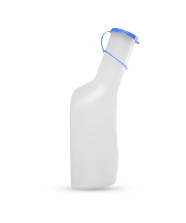 Urine bottle for men 1 liter / 1000 ml long-lasting translucent plastic urine bottle with closure easy-to-read measurement lines portable for on the go